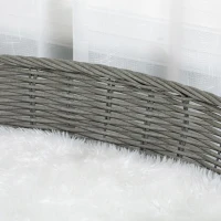 PawHut Cama para Perros Gatos de Mimbre Cesta Ratán para Mascotas Medianas Pequeñas con Cojín Lavable y Patas Elevadas de Acero 76x59x32 cm Gris y Blanco(m-8)