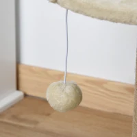 PawHut Arbre à chat arbre à grimper grattoir design jeu pompon suspendu + plateforme peluche 40 x 40 x 49 cm sisal beige(m-9)