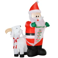 HOMCOM Babbo Natale Gonfiabile con Capretta e Luci LED Integrate per Esterno 135x85x180cm(m-10)