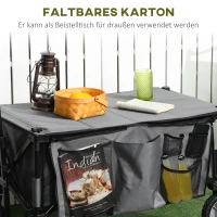Outsunny Bollerwagen, klappbar, 5 Seitentaschen, verstellbarer Griff, bis 120 kg, Stahl, dunkelgrau, 100 x 55 x 93 cm(m-7)