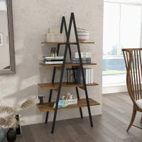 HOMCOM Scaffale Libreria 4 Livelli in Truciolato e Acciaio ad A(m-2)