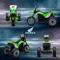 HOMCOM Moto Eléctrica Infantil con Licencia Honda CRF450RL con Velocidad 3 km/h Bocina Sonido de Arranque 71x40,5x43,5 cm Verde(m-8)
