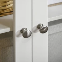 HOMCOM Aparador para Salón Armario Auxiliar con 2 Puertas de Vidrio 3 Cajones Estante Ajustable para Cocina 120x40x70 cm Blanco(m-8)