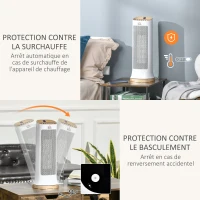 HOMCOM Chauffage d'appoint 1000W/2000W PTC chauffage électrique LED tactile 45° oscillation minuterie 8H télécommande blanc(m-5)