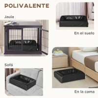 PawHut Colchón para Mascotas Tapizado en Cuero PU Acolchado de Espuma y Lavable con Cremallera 58x49x14,5 cm Negro(m-5)