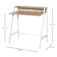 HOMCOM Writing Desk Computer Table Home Office PC Laptop Workstation Storage Shelf 84L x 45W cm White and Oak(m-3)