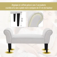 HOMCOM Banc Banquette Design Contemporain accoudoirs courbés Grand Confort 102L x 36l x 51H cm Blanc(m-5)