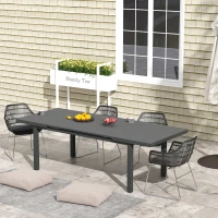 Outsunny Aluminium Garden Table for 6-8, 246 cm Extending Outdoor Dining Table Rectangle for Patio, Balcony - Charcoal Grey(m-2)