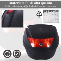 HOMCOM Bauletto Baule Universale Posteriore per Moto Scooter Motorini in PP 41 x 40 x 30 cm Nero, 30L(m-5)