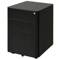 Vinsetto Rollcontainer mit 3 Schubladen mobiler Aktenschrank mit Rollen abschließbar Büroschrank mit Hängeregistratur Stiftfach, Bürocontainer für Büro, Homeoffice, 39 x 48 x 59 cm Schwarz(m-10)