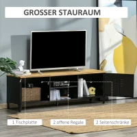 HOMCOM TV Schrank Fernsehschrank TV-Regal Fernsehtisch TV Lowboard Kommode für Fernseher bis zu 55" mit 2 Türen Regal für Wohnzimmer Schlafzimmer Metall Holz Schwarz 150 x 40 x 50 cm(m-5)