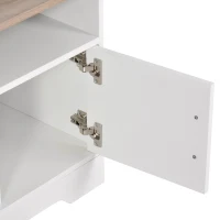 HOMCOM Meuble TV Banc TV en Bois Grand Espace de Rangement avec 2 Compartiments Ouverts 2 Armoires à Porte Une Armoire Ouverte 105 x 40 x 52 cm Blanc(m-8)