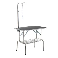 PawHut Table de Toilettage Pliante avec Potence et Panier 90 x 60 x75 cm(m-1)