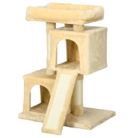 PawHut Sisal Cat Rest & Play Activity Tree w/ 2 House Cream White(m-11)