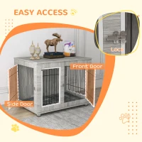 PawHut Indoor Dog Kennel w/ Soft Cushion, Double Door for Large Dogs, 106 x 74 x 81.5cm, Grey(m-6)