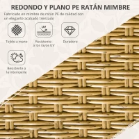 Outsunny Juego de Muebles de Jardín Exterior de Ratán PE de 7 Piezas Incluye 6 Sillas con Cojines y Mesa de Cristal Natural(m-4)