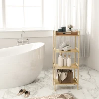 HOMCOM Four-Tier Bamboo Adjustable Shelf Storage Unit(m-2)