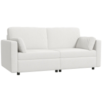 HOMCOM Sofá de 3 Plazas Sofá de Salón Tapizado en Poliéster con 2 Cojines Sofá de Diseño para Dormitorio 178x82x85 cm Crema