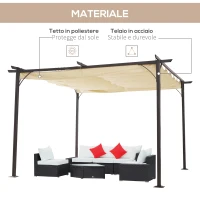 Outsunny Gazebo Pergola da Giardino 3.5x3.5m con Struttura in Acciaio e Tenda in Poliestere, Bianco(m-5)