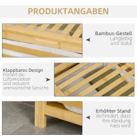 HOMCOM Wäschekorb aus Bambus, herausnehmbarer Wäschesack, wasserbeständig, Natur + Beige(m-6)