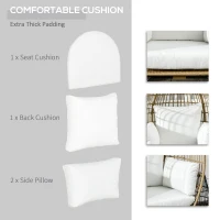 Outsunny Rattan Egg Chair with Cushions and Pillows, Khaki(m-6)