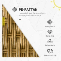Outsunny Gartensitzgruppe, 4-tlg., Rattanoptik, rechteckiger Tisch, zwei Stühle, Zweisitzer, mit Sitzkissen, Sandfarbe(m-4)