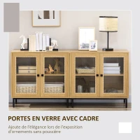 HOMCOM Buffet cuisine lot de 2 avec double portes vitrées et étagère ensemble ou séparément pieds métal 160 x 40 x 76 cm(m-5)