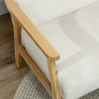 HOMCOM Moderner Sessel mit Armlehnen, mit Stoffbezug, aus Kautschukholz, Akzentsessel, trägt 120 kg, Cremeweiß(m-7)