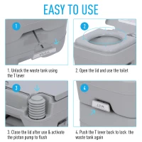 Outsunny Portable Camping Toilet,  20L Flushable Porta Potty with 2 Detachable Tanks and Double Seal Valve for Travel Fishing Festival Campsite(m-5)