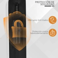 HOMCOM Calefactor Cerámico de Torre 1200W/2000W con Mando a Distancia Termostato Temporizador de 24H y Sistema Antivuelco para Sala de 20 m² 21x21x63,5 cm Blanco y Negro(m-6)