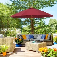 Outsunny Sombrilla Parasol con Poste Desmontable de Madera Ángulo Ajustable Ventilación Sistema de Polea para Exterior Jardín Patio Piscina Terraza Ø257x253 cm Rojo Vino(m-2)
