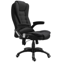 Vinsetto Bürostuhl mit Vibrationsmassage, Ergonomisch Schreibtischstuhl mit Heiz-, Liegefunktion, Höhenverstellbar Chefsessel mit Fernbedienung, Seitentasche, Leinenoptik, Schwarz(m-14)