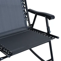 Outsunny Set de Muebles de Jardín Mesa Redonda Ø46x49 cm y 2 Sillas Mecedoras 68x90x106 cm Plegables con Bloqueo para Exterior Patio Gris(m-9)