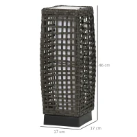 Outsunny Outdoor Rattan Solar Lantern, Brushed PE Wicker Patio Garden Lantern wtih Auto On/Off Solar Powered LED Lights for Indoor & Outdoor Use, Porch, Yard, Lawn, Courtyard, Grey(m-3)