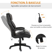 Vinsetto Fauteuil de bureau massant  fauteuil bureau ergonomique grand confort hauteur réglable fonction dossier à bascule revêtement synthétique brun(m-7)