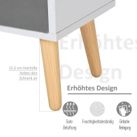 HOMCOM Bücherregal Standregal Kommode Küchenschrank Würfelregal mit offene Ablagefächer und  Stoffschubladen,Weiß+Braun+Grau, Spanplatte, 54,5 x 24 x 69,5 cm(m-5)