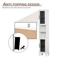 HOMCOM 6-Tier Bathroom Floor Cabinet, Tall Free Standing Cupboard with 2 Patterned Glass Doors for Kitchen, Hallway, Living Room(m-5)