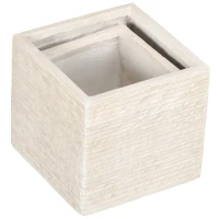 Outsunny Lot de 2 pots de fleurs empilables en oxyde de magnésium avec trou de drainage pour intérieure extérieur beige(m-9)