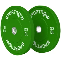 SPORTNOW Set 2 Dischi Pesi da 10kg in Gomma con Foro da 2"/5 cm per Manubri e Bilancieri, Verde(m-10)