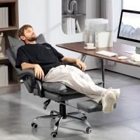 Vinsetto Ergonomischer Bürostuhl, verstellbare Sitzhöhe, neigbare Rückenlehne, Kunstleder, Dunkelgrau(m-2)