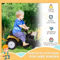 HOMCOM Kinderbagger, beweglicher Baggerarm & Schaufel, koppelbarer Anhänger, Stahlrahmen, gelb, 163 x 42 x 71cm(m-4)