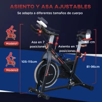 HOMCOM Bicicleta Estática con Volante de 8 kg Pantalla LCD Pulsómetro Sillín y Manillar Ajustables 103x48x115 cm Negro(m-6)