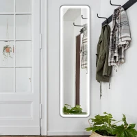 HOMCOM Specchio da Parete Touch con Illuminazione LED Regolabile, in Vetro Temperato e Metallo, 40x3x120 cm, Nero(m-2)