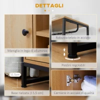 HOMCOM Appendiabiti in Acciaio e Legno Stile Industriale con Scarpiera e Ripiani, 80x40x180cm(m-6)