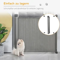 PawHut 140cm Treppenschutzgitter ausziehbar Türschutzgitter Roll einhand-bedienung Türgitter Treppenschutz Absperrgitter für Hund Türschutz Grau(m-5)