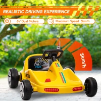 AIYAPLAY 6V Electric Go Kart for Kids with Music, Light, Horn, for 3-5 Years, Yellow(m-4)
