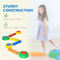 Outsunny Eight-Piece Kids Stepping Stones, with Non-Slip Surface & Bottom, for Toddlers - Multicoloured(m-7)