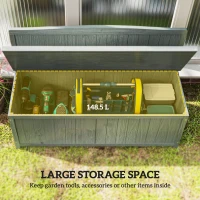 Outsunny Wood Storage Bench for Patio Furniture, Outdoor Garden Seating Tools, Grey(m-4)