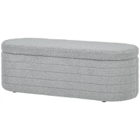 HOMCOM Bettbank, Stauraum, Teddy-Fleece, 116x41x40,5cm, Hellgrau(m-10)