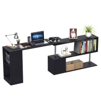 HOMCOM Scrivania Angolare Salvaspazio con Ripiano a S, Scrivania Moderna in Legno, 140x120x78 cm, Nero(m-4)